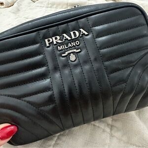 Prada Soft Calfskin Diagramme Camera Bag Black